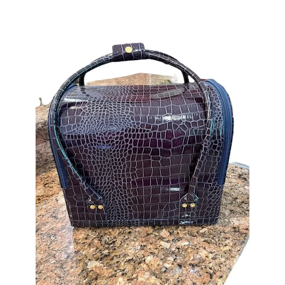 SeneGence Large Purple Crocodile Luxury Makeup,‎ Jewelry, Etc. LARGE Travel Tote